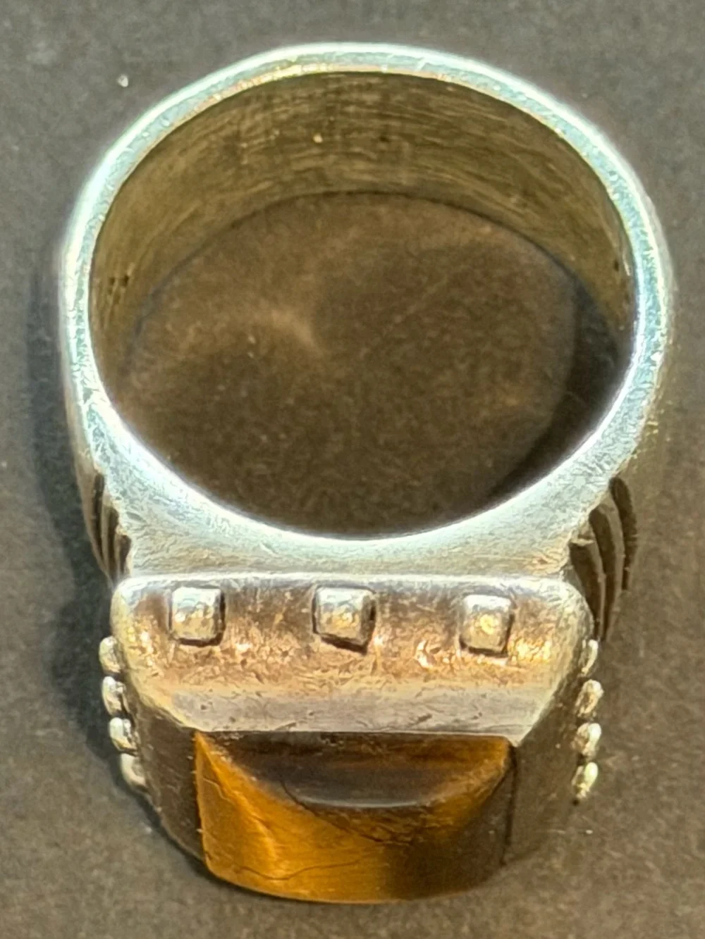 Vintage Lisa Jenks Eros Tiger's Eye Sterling Silver Modernist Ring 9.5